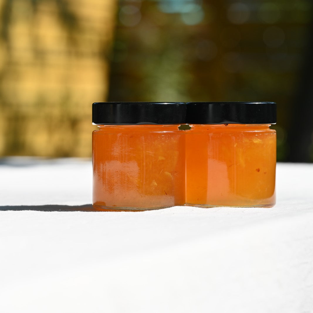 Two jars of peach jam